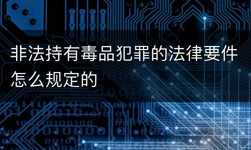 非法持有毒品犯罪的法律要件怎么规定的