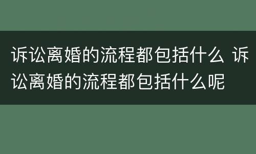 诉讼离婚的流程都包括什么 诉讼离婚的流程都包括什么呢