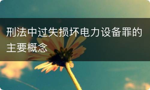 刑法中过失损坏电力设备罪的主要概念