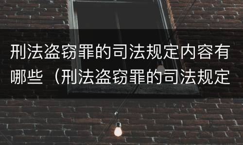 刑法盗窃罪的司法规定内容有哪些（刑法盗窃罪的司法规定内容有哪些特点）