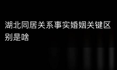 湖北同居关系事实婚姻关键区别是啥