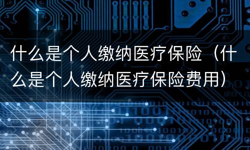 什么是个人缴纳医疗保险（什么是个人缴纳医疗保险费用）