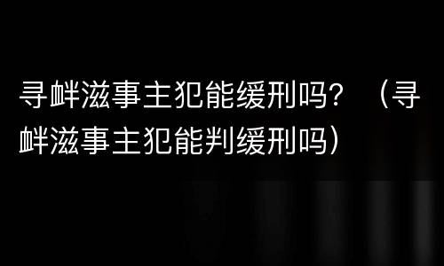 寻衅滋事主犯能缓刑吗？（寻衅滋事主犯能判缓刑吗）