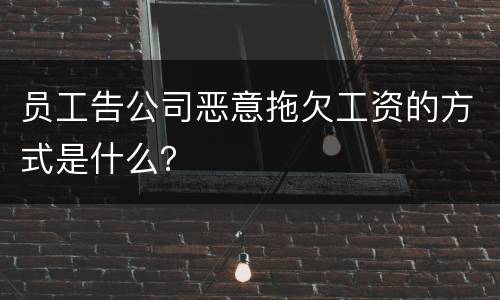 员工告公司恶意拖欠工资的方式是什么？