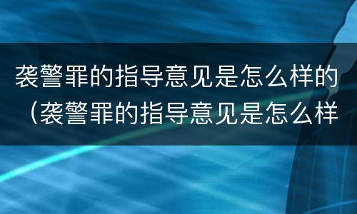 袭警罪的指导意见是怎么样的（袭警罪的指导意见是怎么样的）
