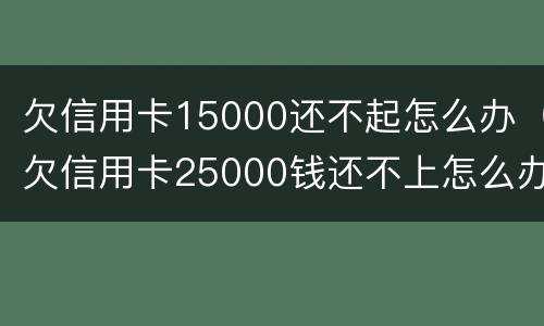 欠信用卡15000还不起怎么办（欠信用卡25000钱还不上怎么办）