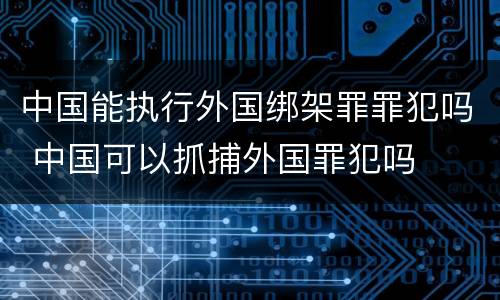 中国能执行外国绑架罪罪犯吗 中国可以抓捕外国罪犯吗