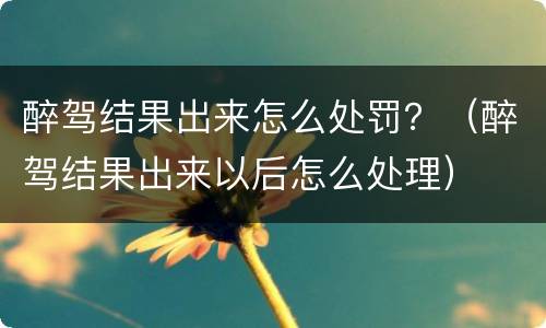 醉驾结果出来怎么处罚？（醉驾结果出来以后怎么处理）