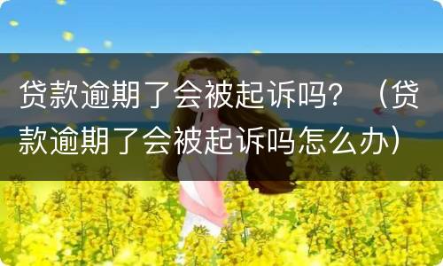 贷款逾期了会被起诉吗？（贷款逾期了会被起诉吗怎么办）