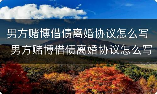男方赌博借债离婚协议怎么写 男方赌博借债离婚协议怎么写有效