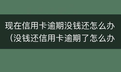 现在信用卡逾期没钱还怎么办（没钱还信用卡逾期了怎么办）