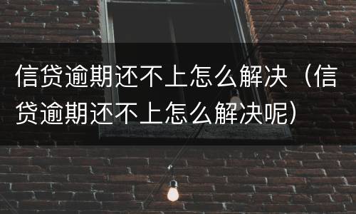 信贷逾期还不上怎么解决（信贷逾期还不上怎么解决呢）