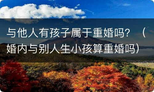 与他人有孩子属于重婚吗？（婚内与别人生小孩算重婚吗）
