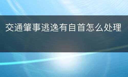 交通肇事逃逸有自首怎么处理