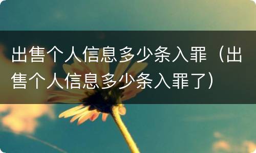 出售个人信息多少条入罪（出售个人信息多少条入罪了）