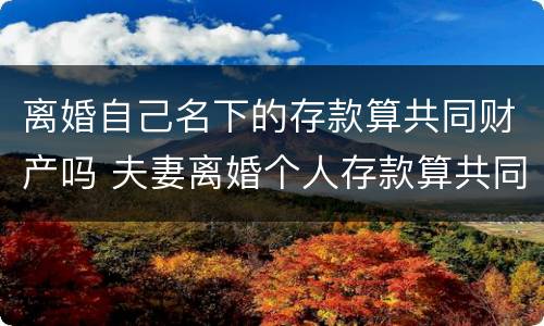 离婚自己名下的存款算共同财产吗 夫妻离婚个人存款算共同财产吗