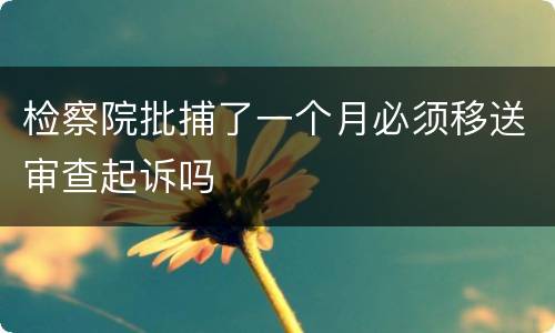 检察院批捕了一个月必须移送审查起诉吗