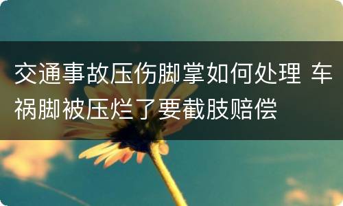交通事故压伤脚掌如何处理 车祸脚被压烂了要截肢赔偿