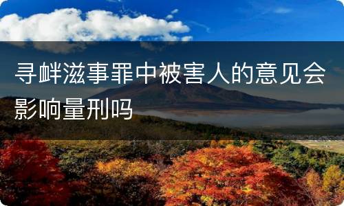 寻衅滋事罪中被害人的意见会影响量刑吗