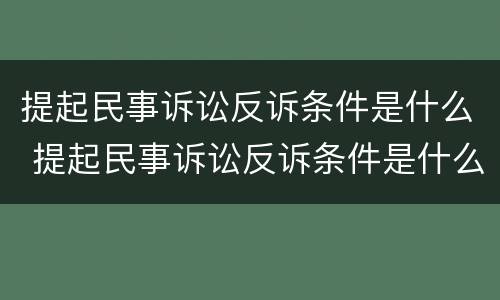 提起民事诉讼反诉条件是什么 提起民事诉讼反诉条件是什么呢