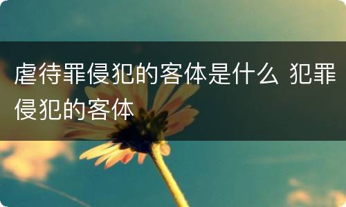 虐待罪侵犯的客体是什么 犯罪侵犯的客体