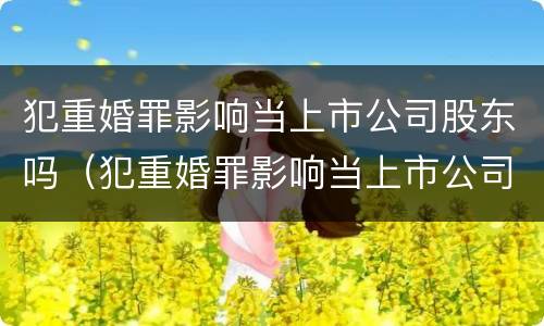 犯重婚罪影响当上市公司股东吗（犯重婚罪影响当上市公司股东吗怎么办）