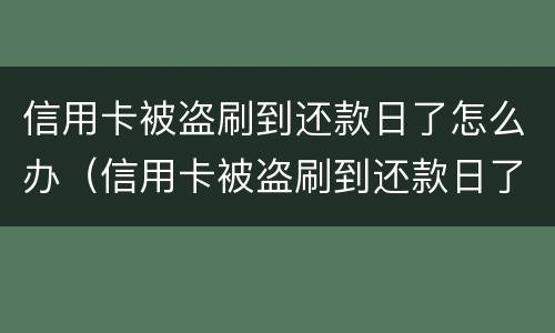 信用卡被盗刷到还款日了怎么办（信用卡被盗刷到还款日了怎么办理）