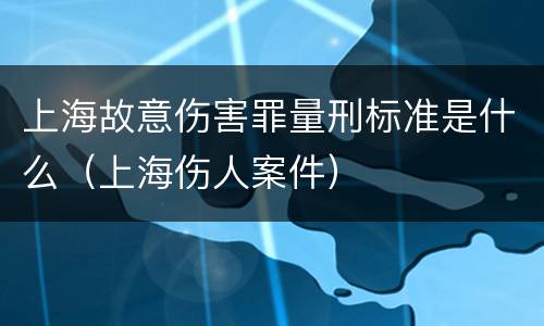 上海故意伤害罪量刑标准是什么（上海伤人案件）