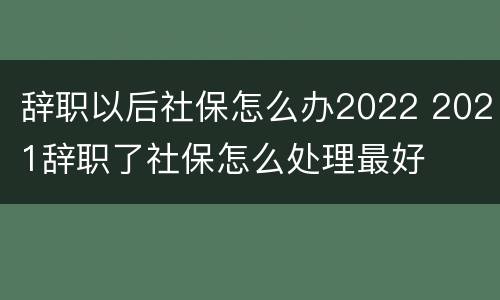辞职以后社保怎么办2022 2021辞职了社保怎么处理最好