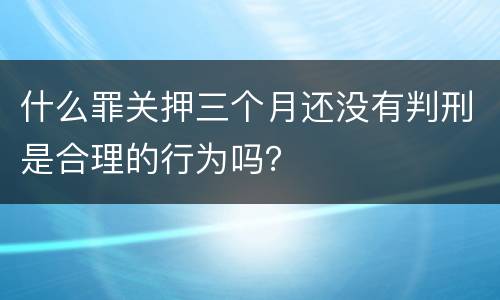什么罪关押三个月还没有判刑是合理的行为吗？