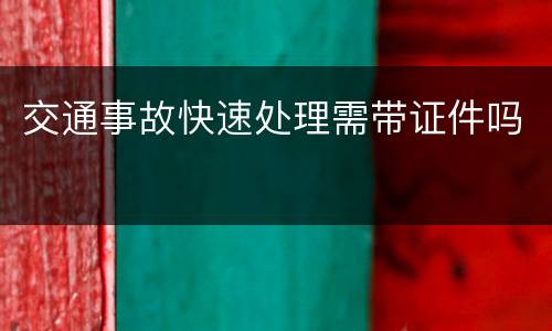 交通事故快速处理需带证件吗