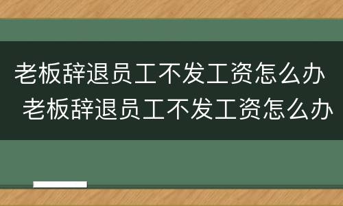 老板辞退员工不发工资怎么办 老板辞退员工不发工资怎么办理