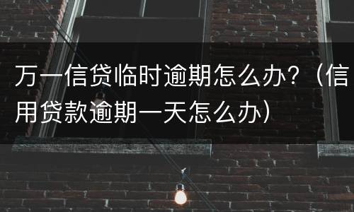 万一信贷临时逾期怎么办?（信用贷款逾期一天怎么办）