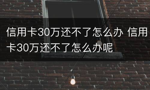 信用卡30万还不了怎么办 信用卡30万还不了怎么办呢
