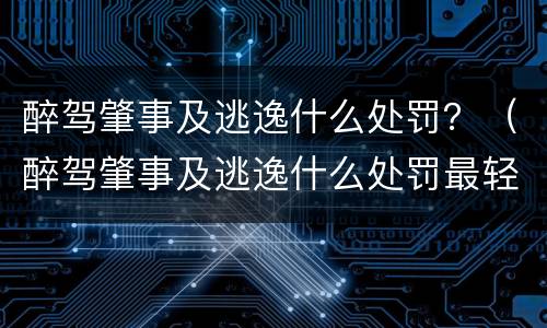 醉驾肇事及逃逸什么处罚?(醉驾肇事及逃逸什么处罚最轻) 醉驾肇事及逃逸什么处罚?(醉驾肇事及逃逸什么处罚最轻)