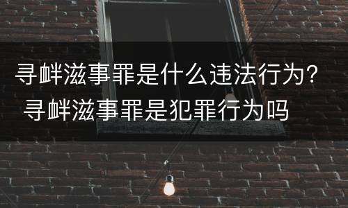 寻衅滋事罪是什么违法行为？ 寻衅滋事罪是犯罪行为吗