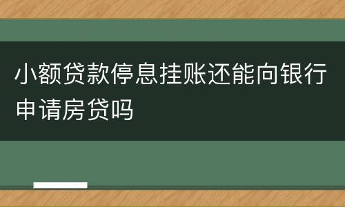 小额贷款停息挂账还能向银行申请房贷吗