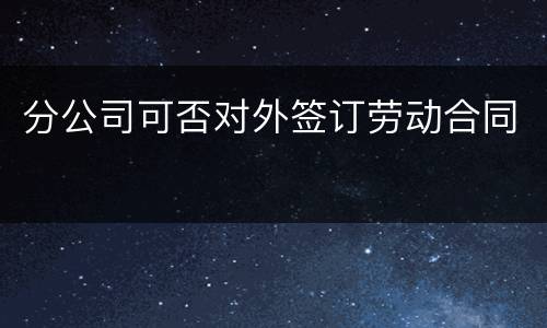 分公司可否对外签订劳动合同