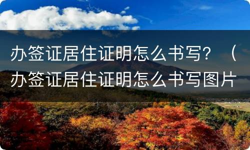 办签证居住证明怎么书写？（办签证居住证明怎么书写图片）