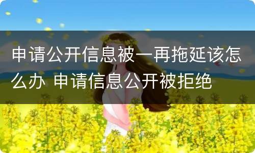 申请公开信息被一再拖延该怎么办 申请信息公开被拒绝