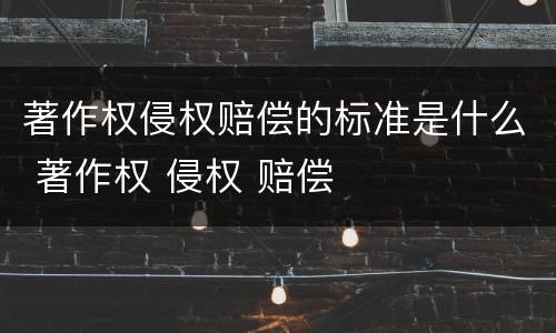 著作权侵权赔偿的标准是什么 著作权 侵权 赔偿