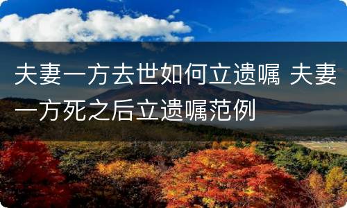 夫妻一方去世如何立遗嘱 夫妻一方死之后立遗嘱范例