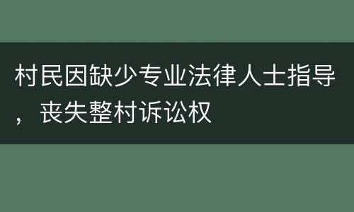 村民因缺少专业法律人士指导，丧失整村诉讼权