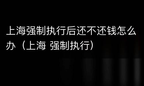 上海强制执行后还不还钱怎么办（上海 强制执行）