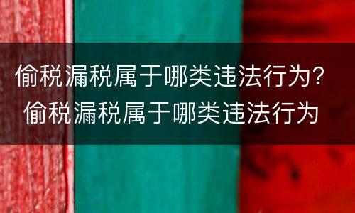 偷税漏税属于哪类违法行为？ 偷税漏税属于哪类违法行为