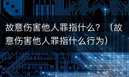故意伤害他人罪指什么？（故意伤害他人罪指什么行为）