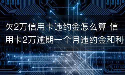 欠2万信用卡违约金怎么算 信用卡2万逾期一个月违约金和利息是多少?