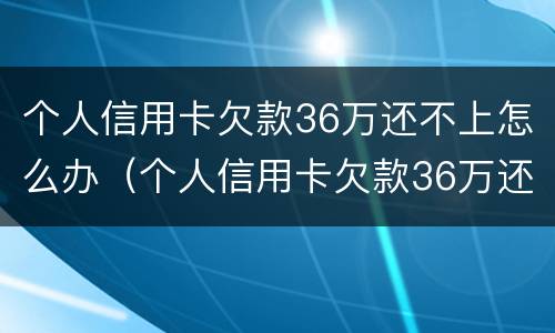 个人信用卡欠款36万还不上怎么办（个人信用卡欠款36万还不上怎么办呀）