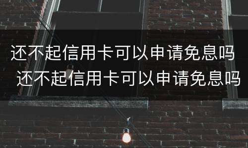 还不起信用卡可以申请免息吗 还不起信用卡可以申请免息吗知乎