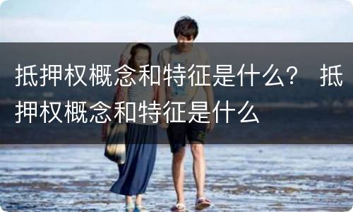 抵押权概念和特征是什么？ 抵押权概念和特征是什么